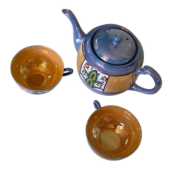Vintage Lusterware Teapot and Tea Cups Hand Painted in Japan - Picture 12 of 15